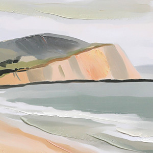 Pintura Abstracta de Paisaje Costero en Oferta, Escena de Acantilados junto al Mar, Lienzo Texturizado, Arte de Pared - Product Image 4