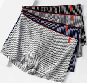 Hot Mid-Waist <strong>Boxer</strong> Briefs for Men Custom Breathable Polyester Underwear <strong>Personalised</strong> Stripe Fashion Shorts for Adults - Product Image 1