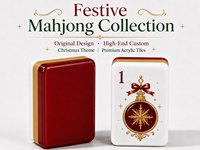 Table de Mahjong Américain de Noël Personnalisée de Luxe Moderne, Ensemble de Tuiles Acryliques Gravées à 3 Couches, 4 Joueurs, Designer Original, Fêtes, OEM