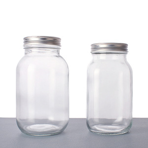 Wholesale Hand Blown Borosilicate Glass Wide Mouth Mason <b>Jars</b> 8 oz 16 oz Metal Screw Lid-Back School Freshness Food Storage - Product Image 5