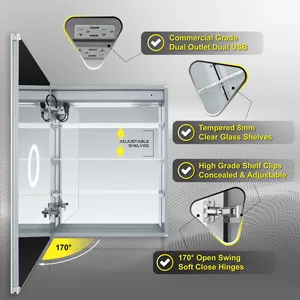 Armoire à <span class=keywords><strong>miroir</strong></span> LED commerciale avec boîtier en aluminium anodisé et indice <span class=keywords><strong>de</strong></span> protection IP44 - Product Image 3