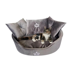 LS peppy copains Offres Spéciales haute qualité doux velours ovale mousse pour animaux de compagnie chien lit avec <span class=keywords><strong>trois</strong></span> oreillers pour AW - Product Image 1