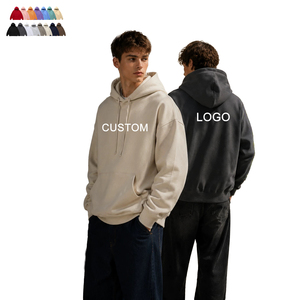 เสื้อฮู้ดดี้ผ้าเทอร์รี่แบบมีเชือกผูก ปรับแต่งโลโก้ได้ สำหรับออกกำลังกาย ผ้าฝ้ายหนานุ่ม ทรงโอเวอร์ไซส์ มีกระเป๋าเสื้อ สำหรับผู้ชาย - Product Image 1