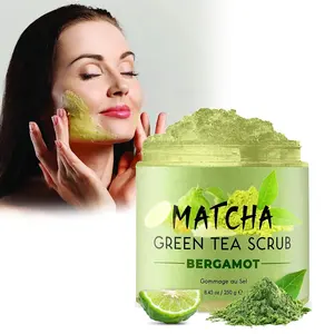 OEM Matcha tè verde bergamotto Scrub viso esfoliante pigmentazione smalto scrub esfoliazione anti ance Gommage au Sel Scrub viso