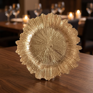 Assiette décorative en or irrégulière, faite à la main, en métal poli, style glamour, pour mariage - Product Image 5