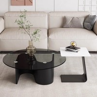 Table basse ronde moderne en verre trempé meubles décoratifs durables en métal de fer pour le salon salle à manger chambre à coucher hôtel