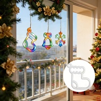 Lumière de Noël RVB à ventouse, motif flocon de neige, cloche, chaussette, néon pour fenêtre, pour la décoration de la maison et des fêtes