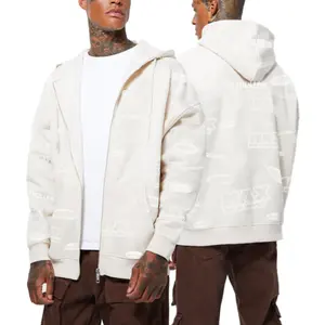430gsm OEM nhà máy người đàn ông của Puff in Zip Up hoodie biểu tượng tùy chỉnh Heavyweight 3D Puff in ấn Zip Up hoodie cho chất lượng cao
