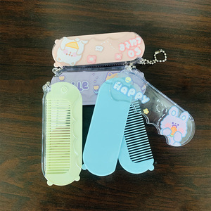 Folding Travel Comb With <b>Mirror</b> Small Portable <b>Plastic</b> Fine Tooth For Straight Hair Random Color - Product Image 2