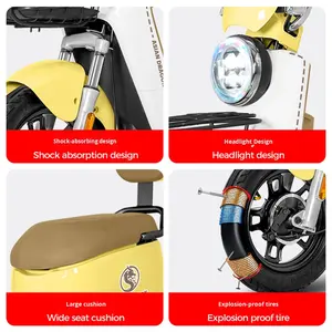 Scooter <span class=keywords><strong>électrique</strong></span> à cadre en acier à haute teneur en carbone 48V, batterie au plomb-acide, conception à deux roues, moteur à moyeu arrière, autonomie <span class=keywords><strong>de</strong></span> 60 km - Product Image 2