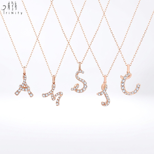 สร้อยคอจี้เพชรแท้ 18K ทองคำแท้สีโรสโกลด์ ตัวอักษร A M S J C คอลเลคชั่นขายดี สำหรับใส่ทุกวัน - Product Image 1