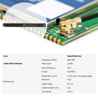 Antena PCB Flexible U.FL LoRa de Bajo Perfil, Coaxial, de Microstrip, Integrada, Direccional de Alta Ganancia, 860-930MHz