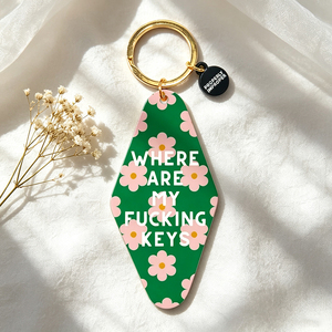Retro Embossed Enamel Keychains Zinc Alloy Motel Style Gold Plated Metal <b>Key</b> <b>Rings</b> Cute <b>Bag</b> Charms for Women Gift - Product Image 1