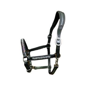 Cuero genuino Caballo Doma Halter Equino Cristal Bling Múltiples Tamaños Disponibles - Product Image 1