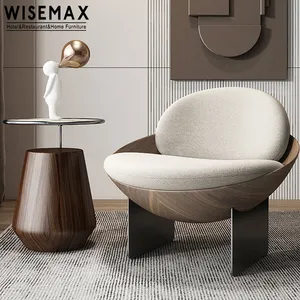 WISEMAX FURNITURE Italy designer furniture fiberglass single sofas chair metal base leather leisure accent chair for hotel