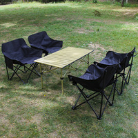 En gros, Ensemble de table et chaises pliantes d'extérieur en fer pour camping, pique-nique, barbecue, avec chaise de pêche et chaise lune portable
