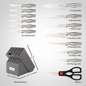 15 cái chất lượng cao đầu bếp dao thiết lập với khối gỗ, không trượt Hollow xử lý cho nhà bếp Scissor - Product Image 3