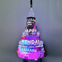 Support à gâteau LED 3 niveaux pour bouteilles de champagne avec lumière néon arc-en-ciel et texte personnalisé pour service VIP de boîte de nuit et fêtes
