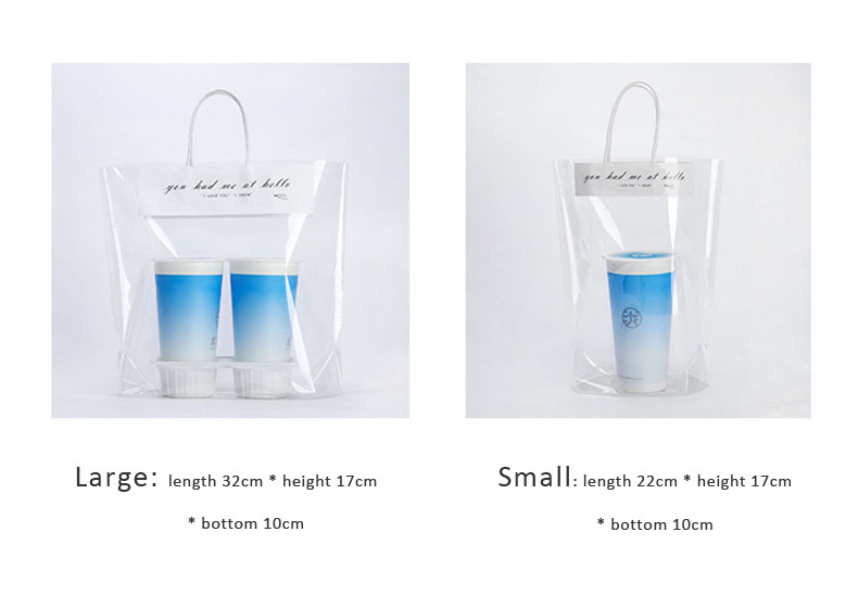 Drink Handle Bags, Cup Hanging Tote Bag, Store Milk Tea Coffee Green Cup Cover Cartoon Plastic Tote Bag