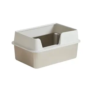 Semi-Enclosed Cat Litter Box And Accessories Super Large Stainless Steel Cat Toilet Splash-proof Bedpan Toilet Cat Box