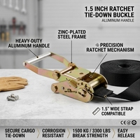 Poignée en aluminium antirouille, tête à cliquet de 1,5 pouce, finition anodisée noire pour sangle de fixation de cargaison extérieure, durable