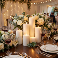 Ensemble de bougies LED en cire de paraffine pour décoration de mariage, trois tailles différentes, grand pilier floral, blanc, de la marque Mermei
