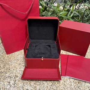 Manufacturer Direct Custom Logo Luxury Red PU Leather <b>Watch</b> Box for <b>Men</b> <b>Watch</b> Case with <b>Black</b> Velvet for Collection - Product Image 1