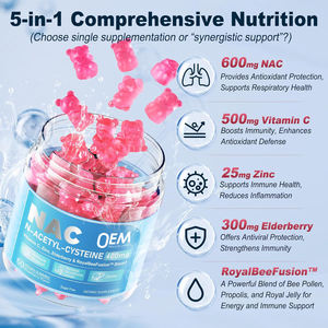OEM NAC Gummies 600mg N-Acetil Cisteína Suplemento com Vitamina C, Zinco, Sabugueiro para Saúde do Pulmão e do Fígado para Crianças e Adultos - Product Image 3