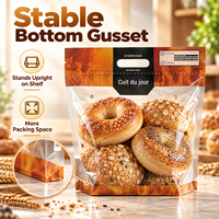 Sac à pain grillé avec poignée et fond à soufflet, en PET et CPP laminé, de qualité alimentaire, avec trous d'aération, pour boulangerie et supermarché, vente en gros en vrac