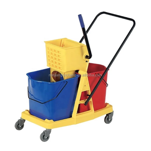 Hôtel plastique acier inoxydable <span class=keywords><strong>lavage</strong></span> atelier ménage hôpital aéroport nettoyage plié main Double seau vadrouille essoreuse <span class=keywords><strong>chariot</strong></span> - Product Image 4