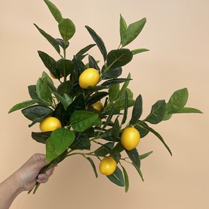 Màu vàng chanh cây chi nhánh chanh trái cây chi nhánh Nhà máy trái cây nhựa Lụa Nhân Tạo chanh chi nhánh cho nhà hàng quán cà phê trang trí nội thất - Product Image 1