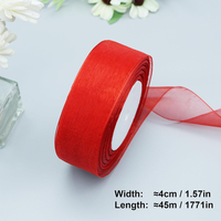 Ruban en organza transparent et soyeux de 1 pouce pour emballage cadeau, décorations de Noël, nœuds, couronnes de mariage et emballage général