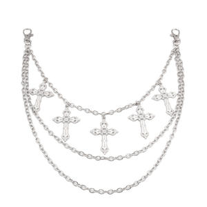 Chaîne de taille croisée multicouche en argent tibétain, style punk, unisexe, chaîne de corps tendance, accessoire de pantalon en métal pour usage quotidien - Product Image 5