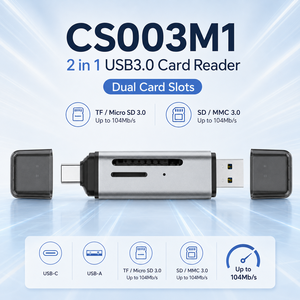Lecteur de cartes externe USB-C et USB-A double interface 2-en-1 avec prise en charge <span class=keywords><strong>SD</strong></span>/TF/3.0 à 5 Gbit/s, boîtier en aluminium, 2 emplacements pour cartes - Product Image 3