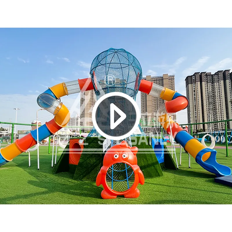 Château de poulpe Installations d'amusement Aire de jeux pour enfants en plein air Toboggan d'escalade Combo Équipement de parc d'attractions non alimenté