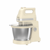 Batteur sur socle électrique classique avec bol de 3,5 L, 5 vitesses, 300 W, crochet pétrisseur et batteur plat en acier inoxydable - Pour la pâtisserie et la préparation alimentaire à domicile