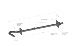 Conjunto de Gancho en J Quan Pham de 5/8" x 20" GALVANIZADO EN CALIENTE para Abrazaderas de Suspensión RPX en Postes de Servicio, Venta al por Mayor 2026 - Product Image 2