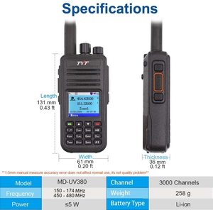 Chất lượng cao Dual Band giá rẻ Walkie Talkie DMR đài phát thanh kỹ thuật số 3000 kênh cầm tay 5 Wát thu phát hai cách tyt MD-UV380 Radio - Product Image 4