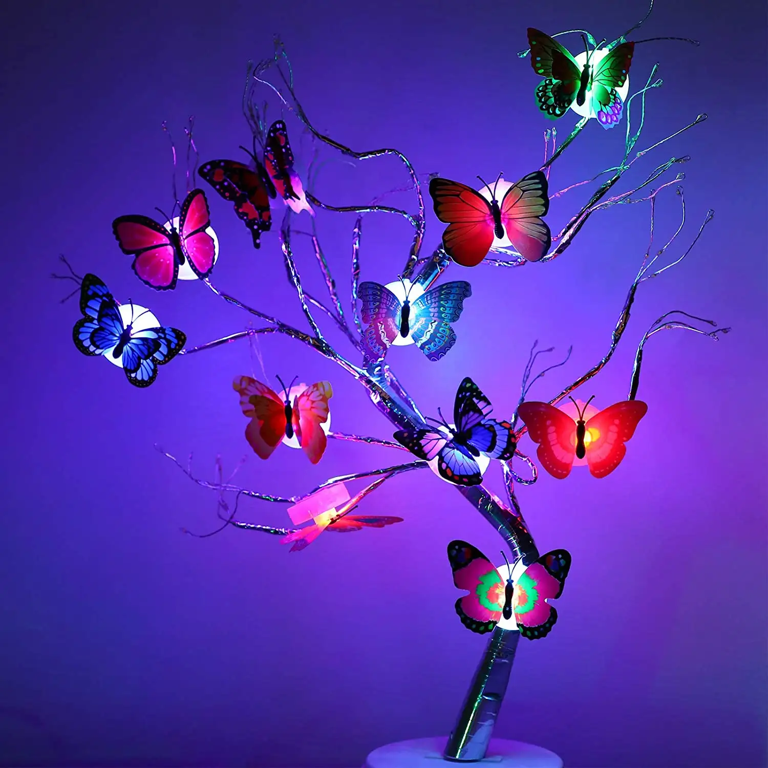 Wedding Decor Colorful Led Butterfly Glow Wall Stickers Led Sticker Light 3D Art Decoration