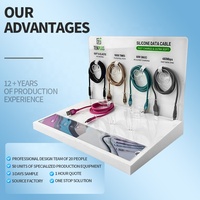 Expositor de Cables de Datos Moderno de Acrílico Transparente Personalizado de 3 mm con Soporte para Accesorios de Teléfono Móvil para Venta al por Menor