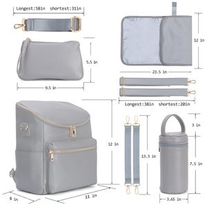Mochila Pañalera de Cuero Vegano Impermeable de Gran Capacidad, Moderna <span class=keywords><strong>para</strong></span> Mamá, Viajes, Bebé, con Cambiador - Product Image 2