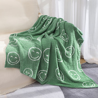 Nordische doppelte halbe Seite Smiley Fleece Sofa bezug Feder garn Decke Wolke doppelt gestrickte Decke