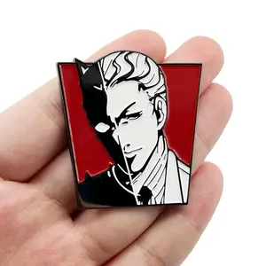 Melhor qualidade fábrica venda direta anime crachá JOJO Killer Queen macio esmalte lapela pin com niquelar preto