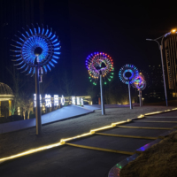 Sculpture Cinétique à Mouvement Perpétuel/Art Cinétique à Vent Extérieur avec Éclairage LED RVB Personnalisable