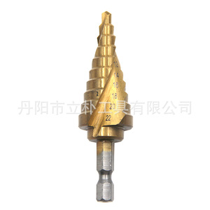 Hexagonal Shank Spiral Titanium Plated <b>Step</b> <b>Drill</b> 4-22mm 10 <b>Steps</b> Metal Drilling Tool - Product Image 5