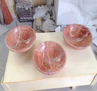 Forma redonda lavatório pia de mármore vermelho
