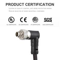 Conector de ángulo recto macho hembra a prueba de agua Cable sobremoldeado M9 A código 2 enchufe de 3 pines con cable PUR de PVC sin blindaje blindado