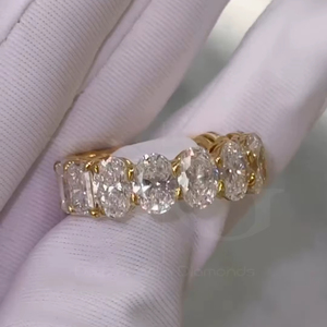 Bande de mariage en diamant Moissanite coupe ovale ou rayonnante, bande de diamant d'éternité complète, cadeau de mariage, cadeau d'anniversaire, cadeau de bande - Product Image 1