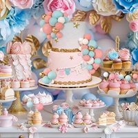 Bricolage macaron couleurs blanc, bleu, rose, or gâteau boule fournitures de décoration de gâteau pour la décoration de gâteau d'anniversaire