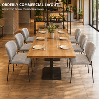 Tables et chaises de restaurant, ensemble rectangulaire en bois avec huit sièges pour restauration rapide, bar sportif, aire de restauration et cantine